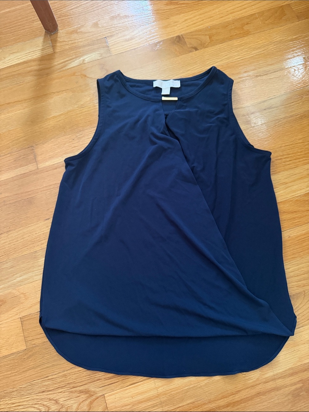 Sleeveless Navy Draped Front Tank